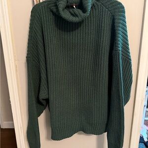 Free People Forest Green Cowl Neck Sweater